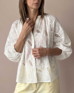 Camicia ricami bianca