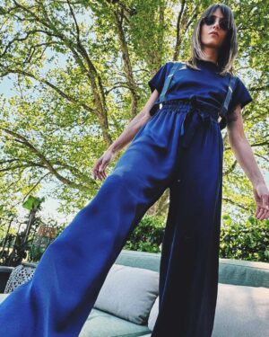 Pantalone viscosa blu